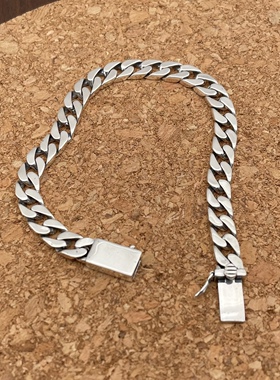 思涵银工坊s925纯银古巴手链男女款嘻哈欧美简约百搭个性情侣手链