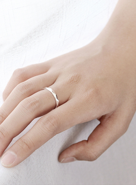 纯银日韩风活口刻字情侣戒指