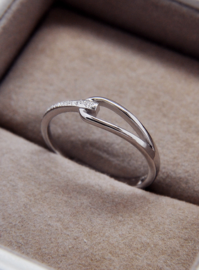 长情简约纯银情侣戒指小众设计