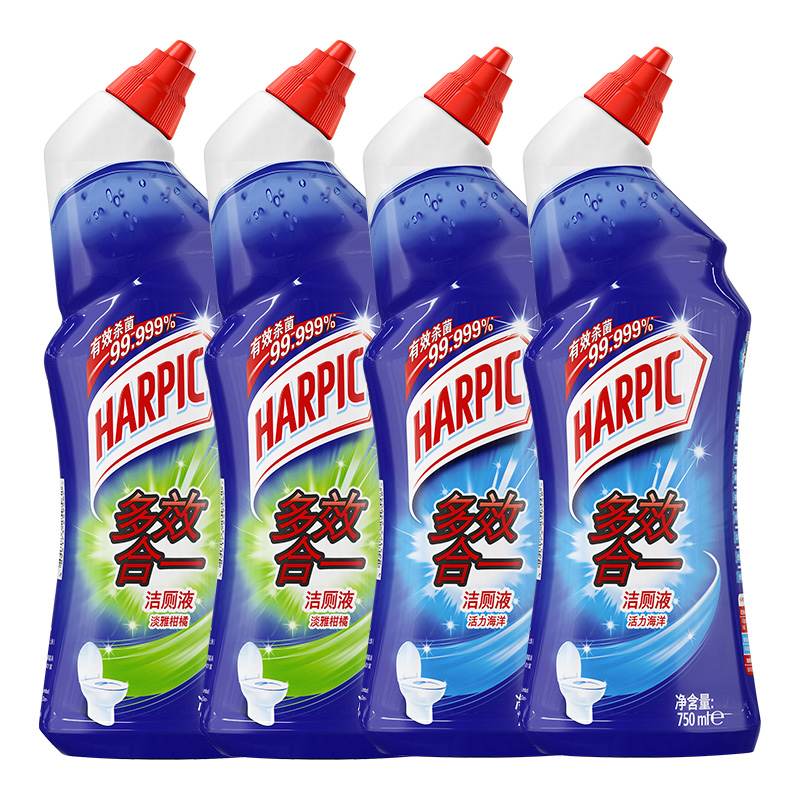 HARPIC亮湃洁厕灵洁厕液马桶清洁剂强力去垢杀菌除臭海洋750ml*4 - 图3