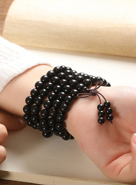 黑檀木多圈叠戴文玩手串男女款