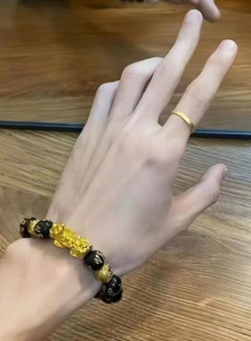 天然黑玛瑙貔貅手链转运珠男女款