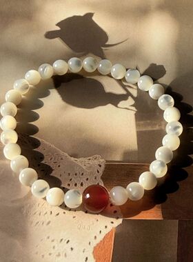 白蝶贝红玛瑙新中式转运手串女