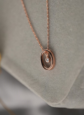 镀18k玫瑰金镶钻小圈圈毛衣项链