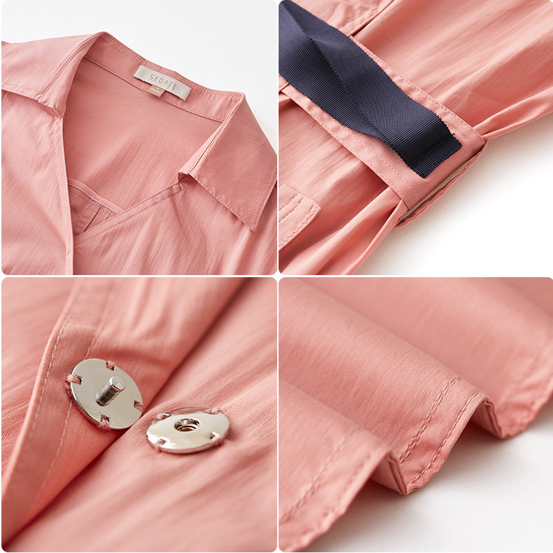 水云间纯色短袖连衣裙2020淑女裙子 sedate连衣裙