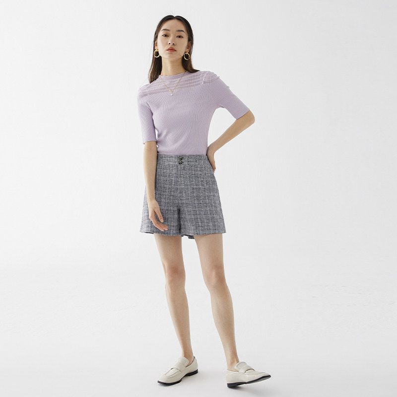 水云间格纹2022新款夏季高腰休闲裤 sedate休闲裤