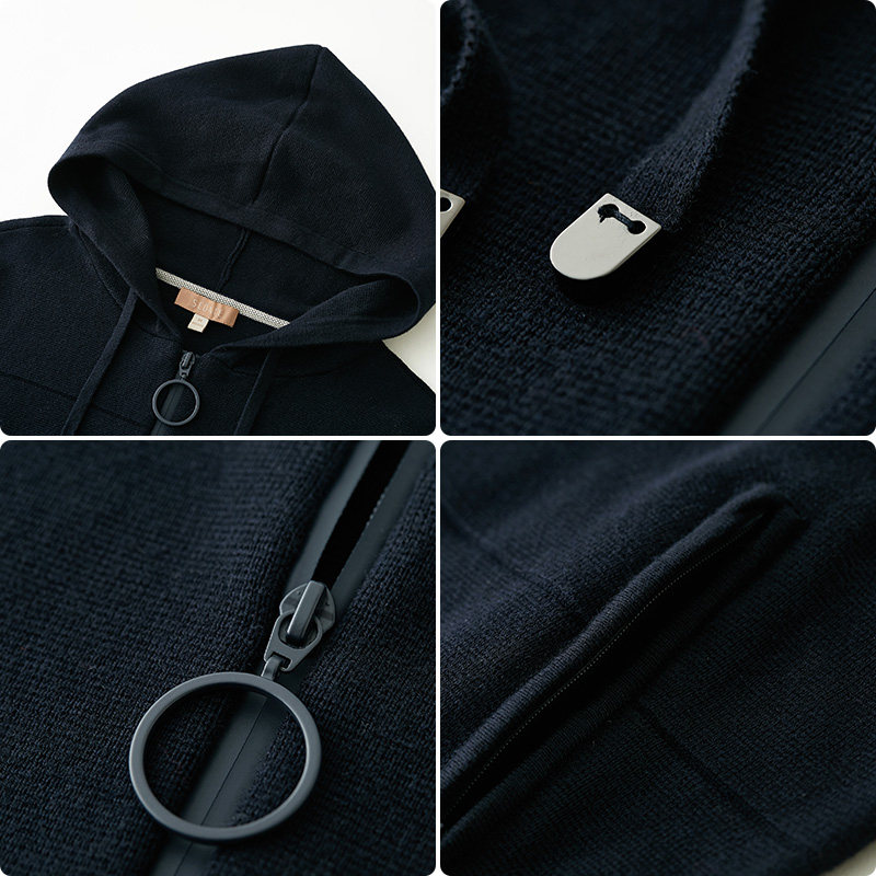 水云间纯黑色毛针织衫短外套卫衣 sedate短外套