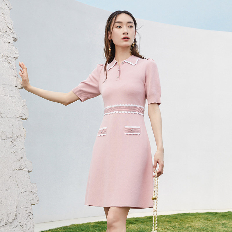 水云间高腰显瘦polo领减龄女连衣裙 sedate连衣裙