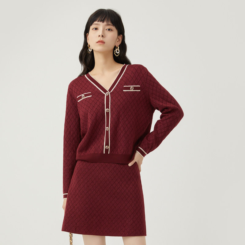 水云间女宽松设计感精致针织套装裙 sedate时尚套装