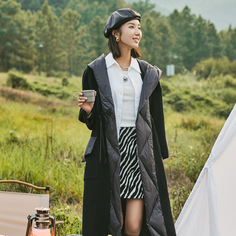 水云间拼接假两件2022绵羊毛大衣 sedate毛呢外套