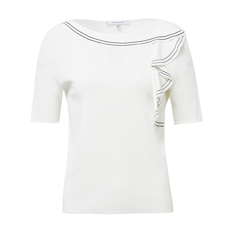 水云间秋季中袖拼接圆领穿搭针织衫 sedate毛针织衫