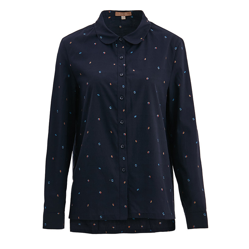 水云间纯棉红波点衬衫女装秋季衬衣 sedate衬衫