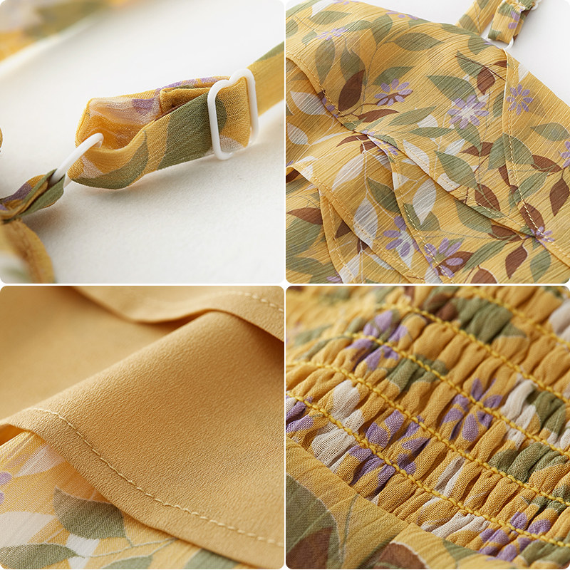 水云间雪纺碎花小个子女神范吊带裙 sedate连衣裙