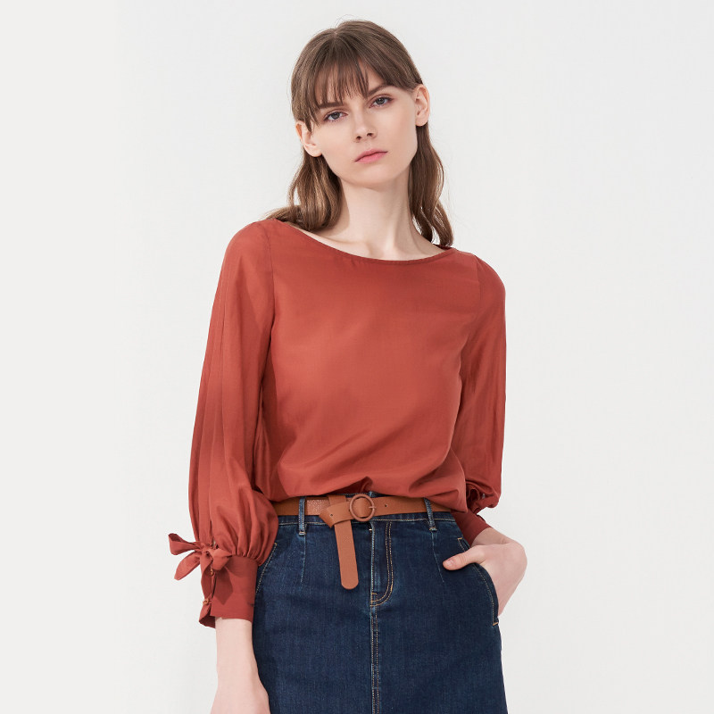 水云间纯色蝴蝶结秋季新款宽松t恤 sedateT恤