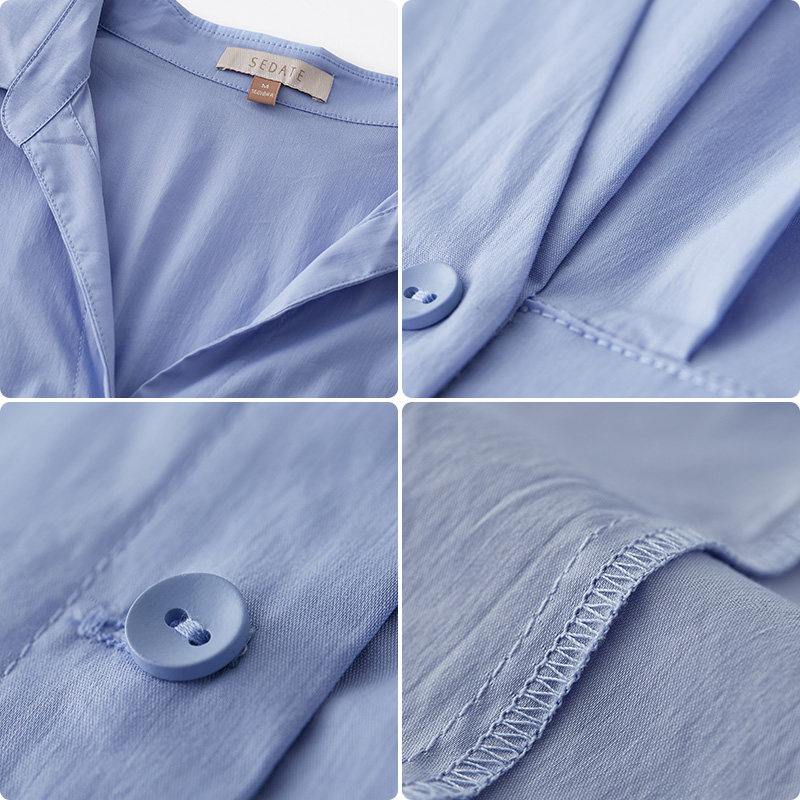 水云间v领2020纯色上衣女装衬衫 sedate衬衫