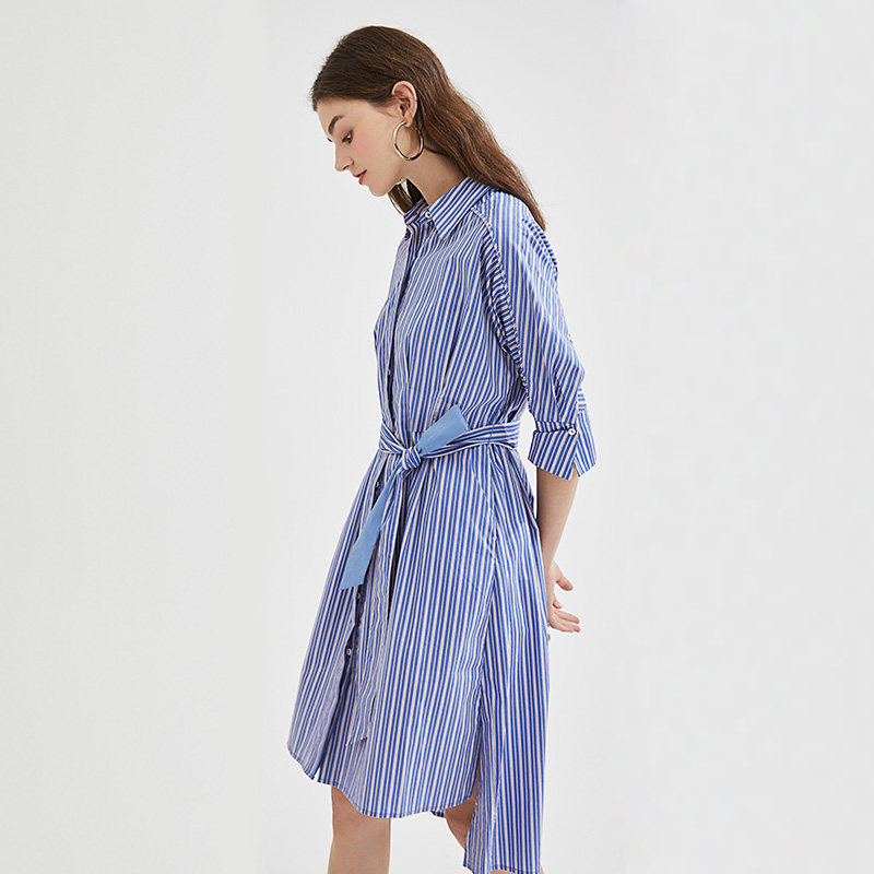 水云间纯棉条纹2020子女衬衫连衣裙 sedate连衣裙