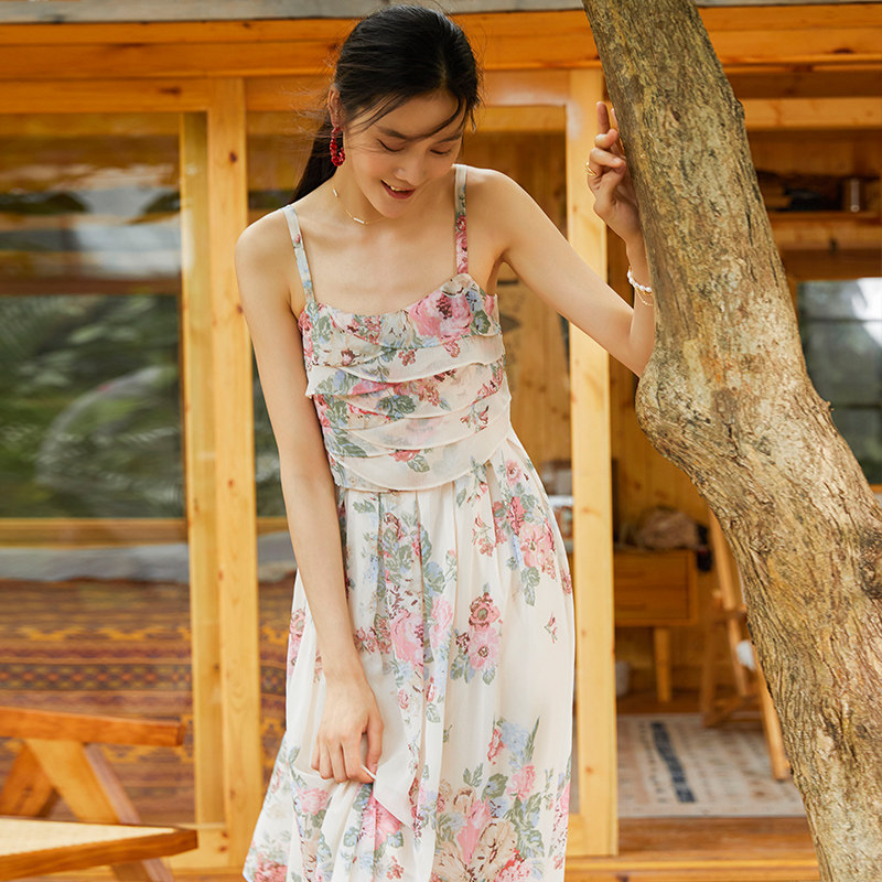 碎花雪纺裙水云间无袖夏季吊带裙子 sedate连衣裙