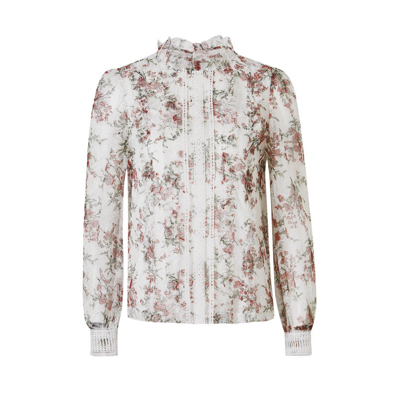 水云间法式立领印花蕾丝衫春季衬衫 sedate蕾丝衫/雪纺衫