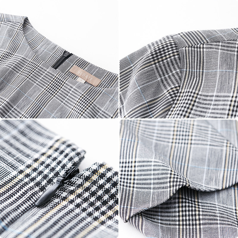 水云间灰格子2020夏季新款子连衣裙 sedate连衣裙