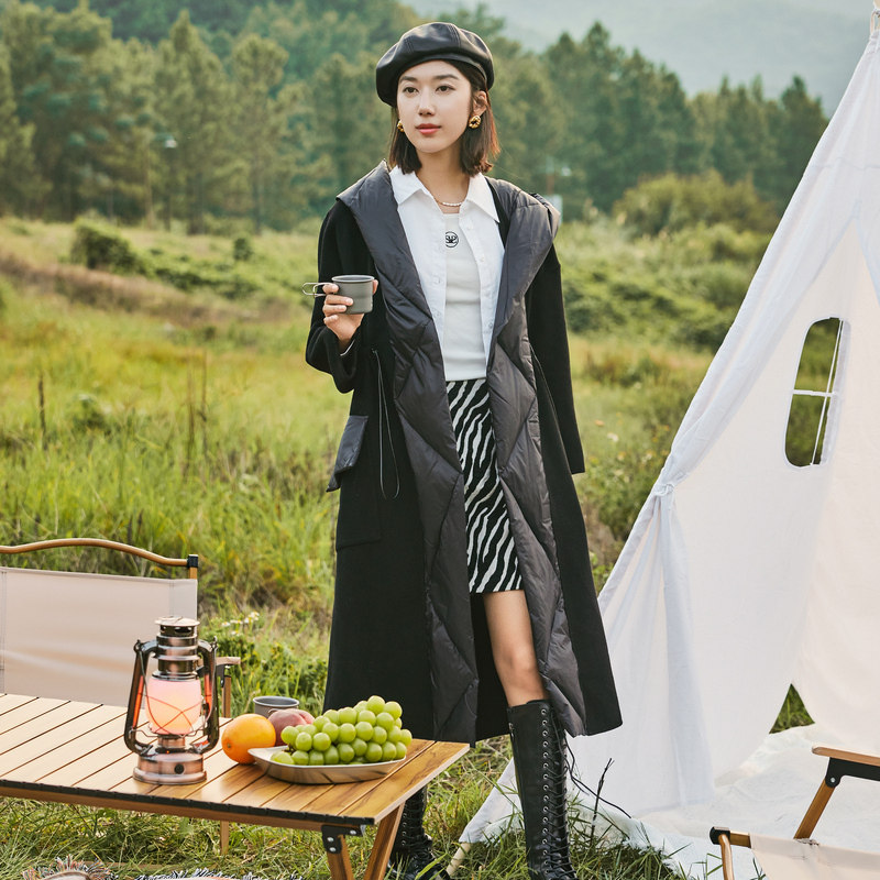 水云间拼接假两件2022绵羊毛大衣 sedate毛呢外套