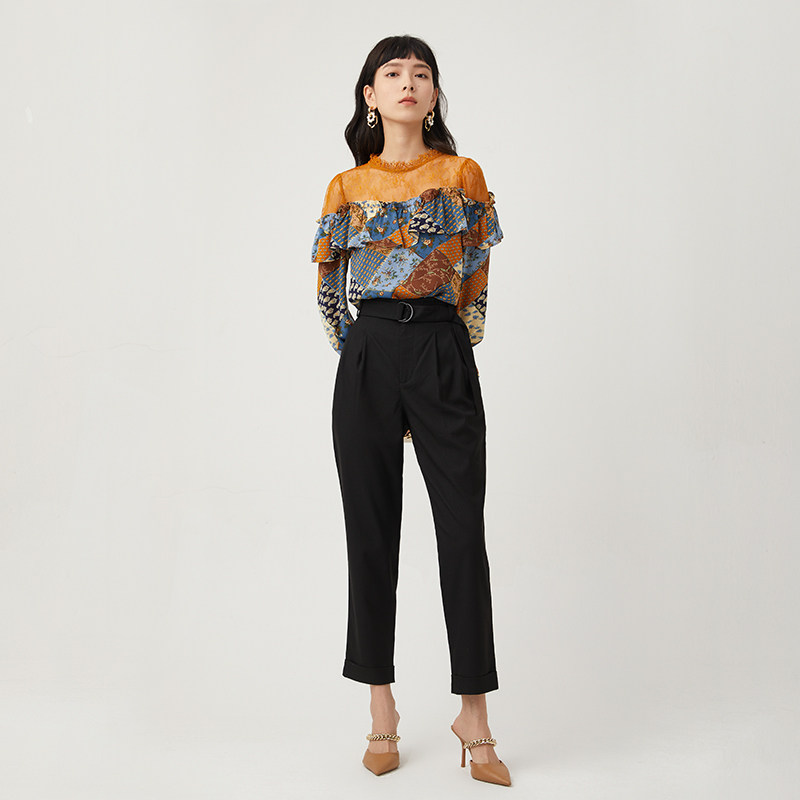 水云间女装秋装新款高腰显瘦休闲裤 sedate休闲裤