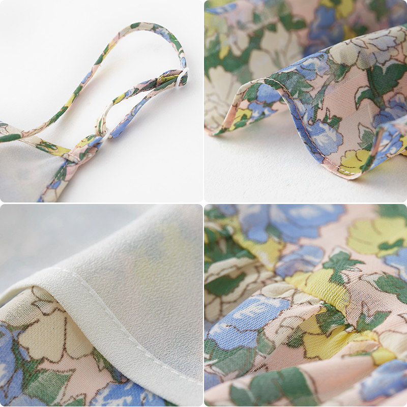 印花雪纺水云间中长款无袖吊带裙子 sedate连衣裙