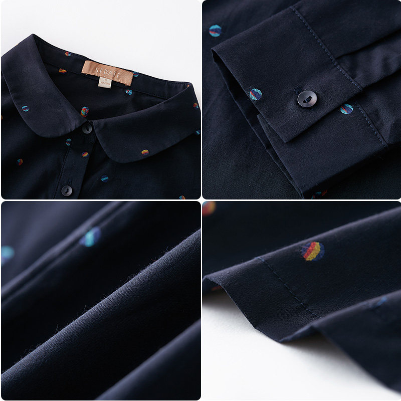 水云间纯棉红波点衬衫女装秋季衬衣 sedate衬衫