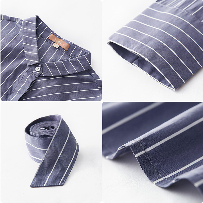 水云间休闲宽松条纹a字连衣裙衬衫 sedate连衣裙