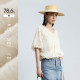 Shuiyunjian retro Zen style puff sleeve top women's short-sleeved v-neck shirt lazy romantic embroidery 2026 summer style