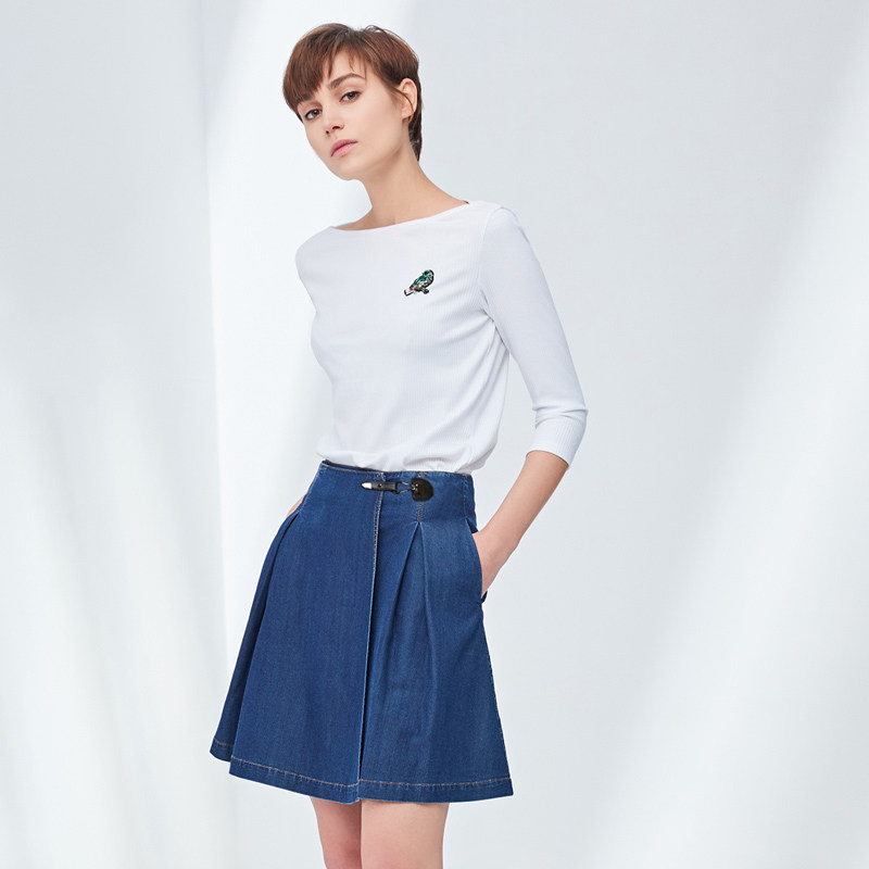 水云间收腰牛仔裙蓝色夏季a字裙 sedate半身裙