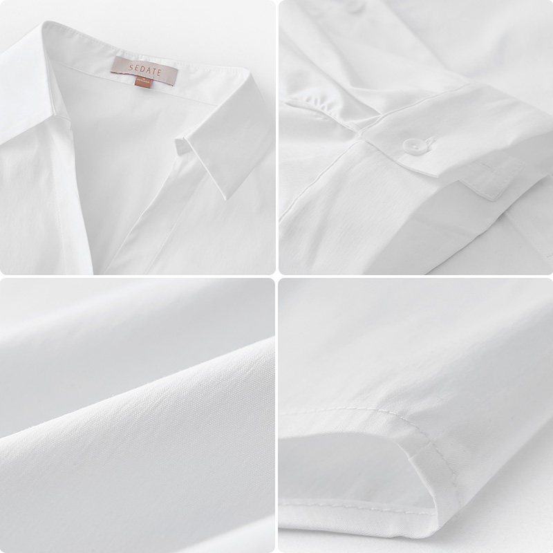 水云间夏季新款通勤v领职业白衬衣 sedate衬衫