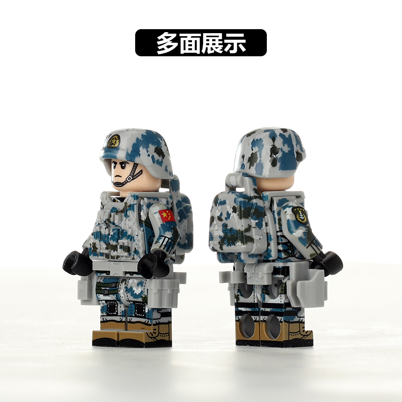 中国积木特种兵警察军事人仔男生益智拼装积木玩具模型海军陆战队 - 图0