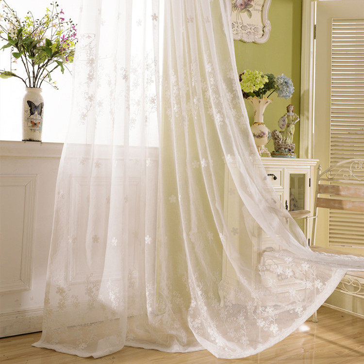 韩式窗帘田园小花清爽百搭刺绣窗纱卧室客厅飘窗书房成品定制窗帘,淘宝优惠券,粉丝福利购,淘宝优惠卷