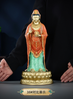 彩铜南海法轮观音站像佛堂供奉