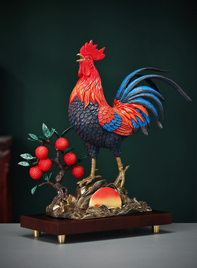 彩铜公鸡摆件《大吉大利》