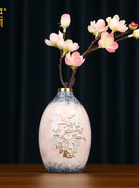 彩铜鹊上枝头花瓶浮雕礼盒装客厅