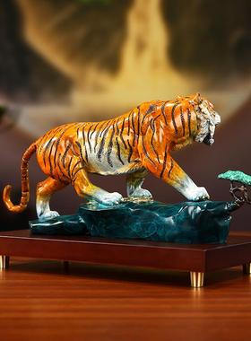 礼品家居虎啸河山老虎摆件黄铜