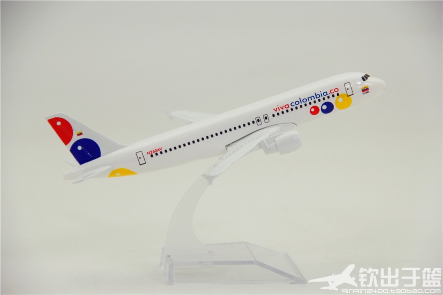 飞机模型空客A320哥伦比亚 viva colombia礼品摆件合金 16cm-图2