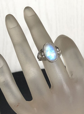 天然月光石月长石戒指戒面蓝光