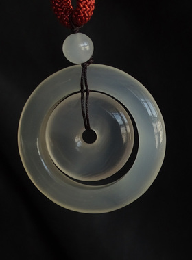 天然紫玉髓平安扣白玛瑙吊坠项链