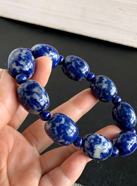 天然青金石桶珠手链原石手串