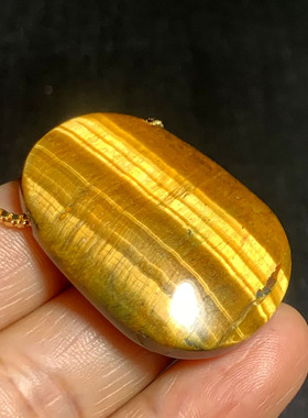 天然黄虎睛石方牌吊坠平安无事牌