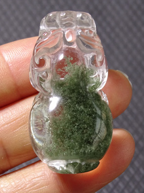 天然水晶貔貅吊坠绿幽灵