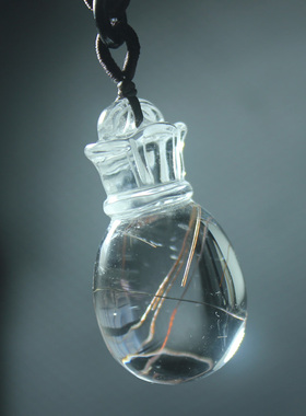 天然雕刻钱袋水晶毛衣链吊坠