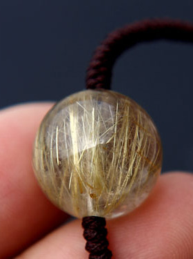 天然钛晶手链黄发晶圆珠散珠