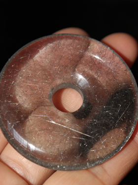 天然金银发晶吊坠平安扣挂件