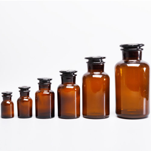 玻璃广口试剂瓶透明茶色带盖无铅加厚密封固体瓶磨口展示瓶化学实验广口瓶Transparent Reagent Bottle - 图1