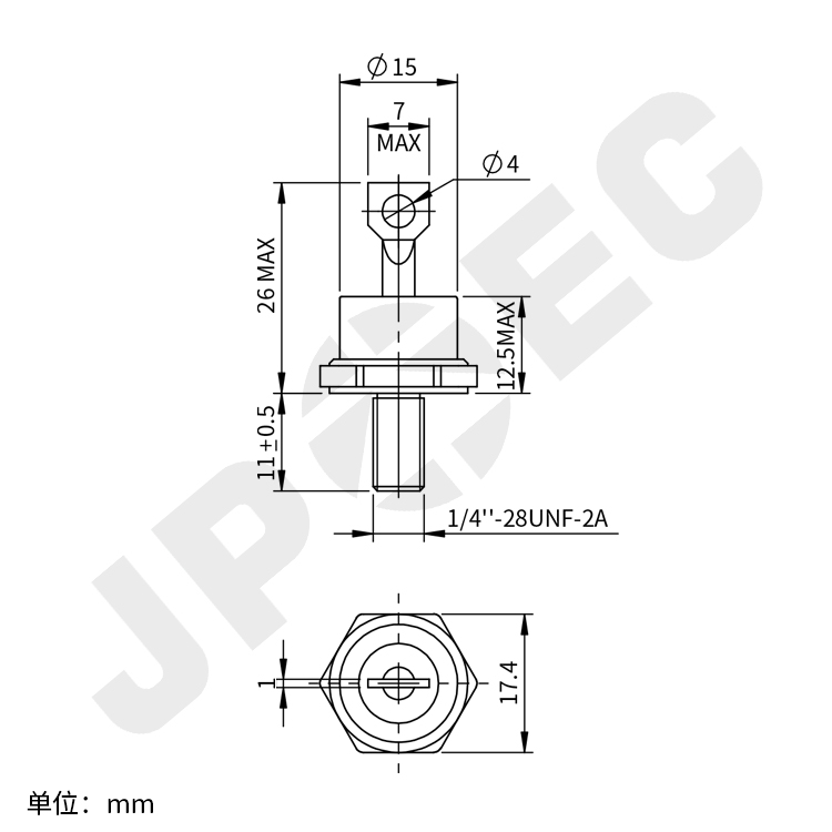 IR型整流二极管70HF80 70HFR80 70A800V二极管D0-5上海奇亿-图0