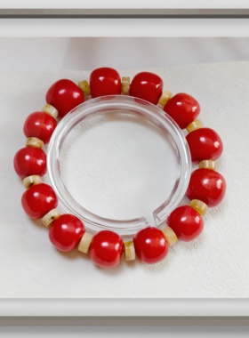 《禧翠》藏式红玛瑙绿松天珠手串