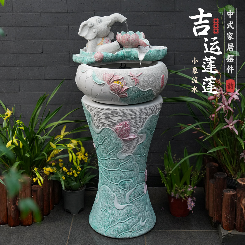客厅家用流水摆件循环水系景观招财小象鱼池造景室内风水轮喷泉 - 图1